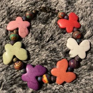 Multicolor Dyed Turquoise Butterfly Bracelet